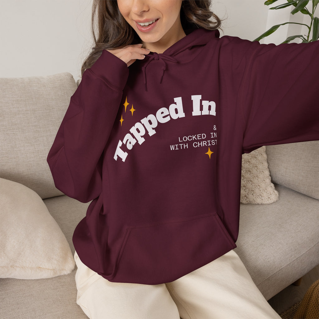 Tapped In Hoodie — "Locked In With Christ" Christian Faith Pullover